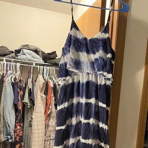 Blue and white summer maxi dress